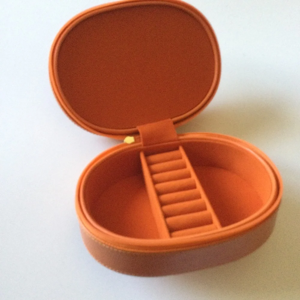 BEY-BERK LIZARD EMBOSSED LEATHER 2 LEVEL JEWELRY BOX CASE ORANGE NWOT